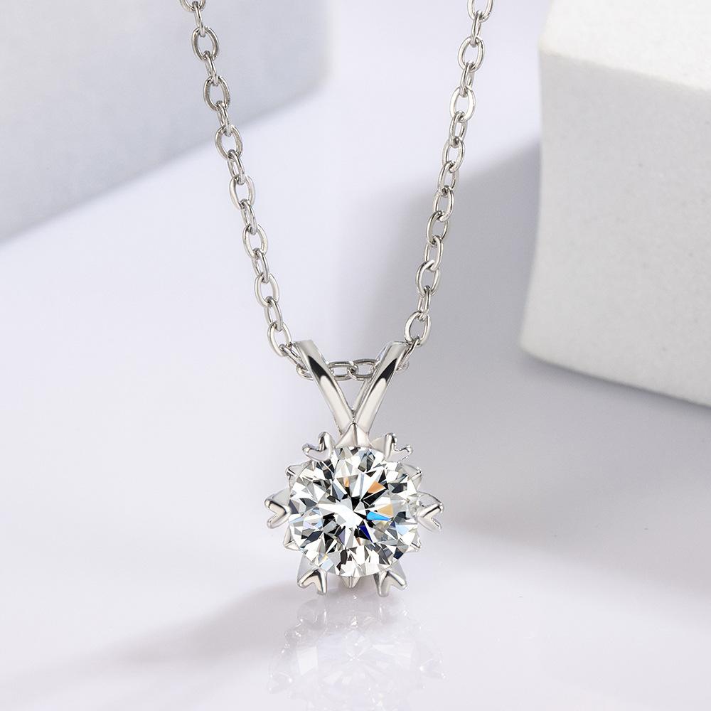 Weihuaxia Titanium Steel Necklace Snowflake Zircon Pendant Advanced Sense Qixi Festival Clavicle Chain