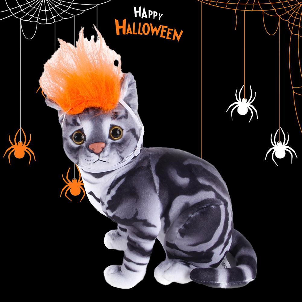 Pet Cute Halloween Wig Adjustable Dress Up Hair Headdress With Elastic Band Hair Accessories For Cats Dogs