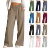 Pantalon Décontracté pour Femme - Pantalon Large à Taille Haute avec Cordon de Serrage et Poches