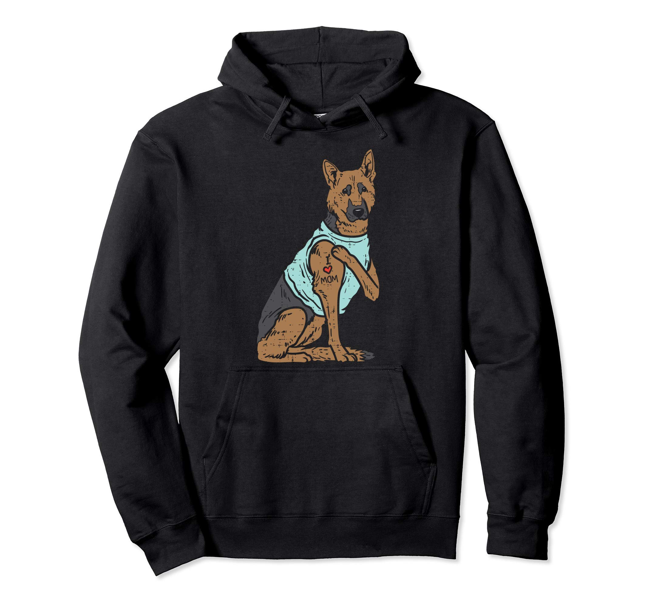 German Shepherd I Love Mama Tattoo K9 Dog Lover Women Gift Hoodie