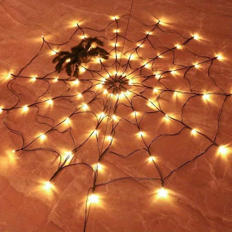 1pcs Spider Web Lights Purple Web Lights with Remote Control,Spider Web Decoration for Home Garden Indoor Outdoor Scary Theme