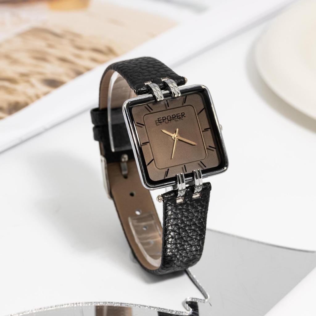 Damski walentynkowy zegarek kwarcowy z dużą tarczą, retro kwadratowy, wodoodporny