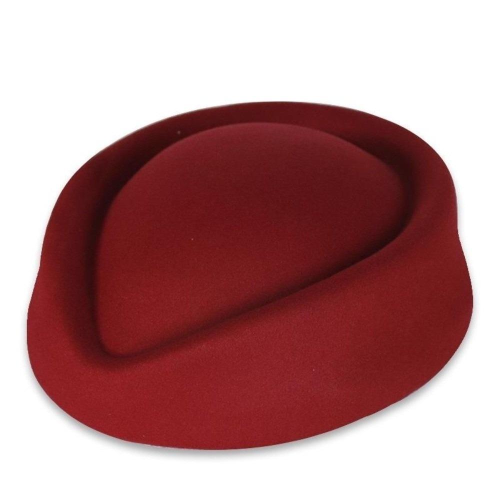 Formal Stewardess Hat Solid Felt Beret Fashion Flight Attendant Hat  Women Headwear