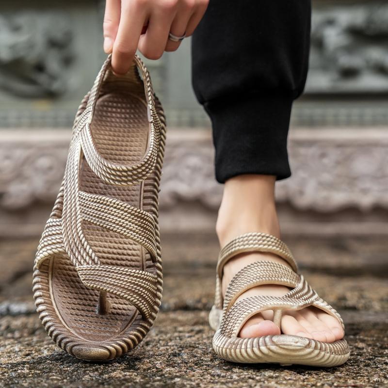 Sandali da Uomo in Paglia Estivi Scarpe Casual da Uomo Personalità Pantofole Resistenti all'Usura per Donne Outdoor Antiscivolo Infradito da Spiaggia