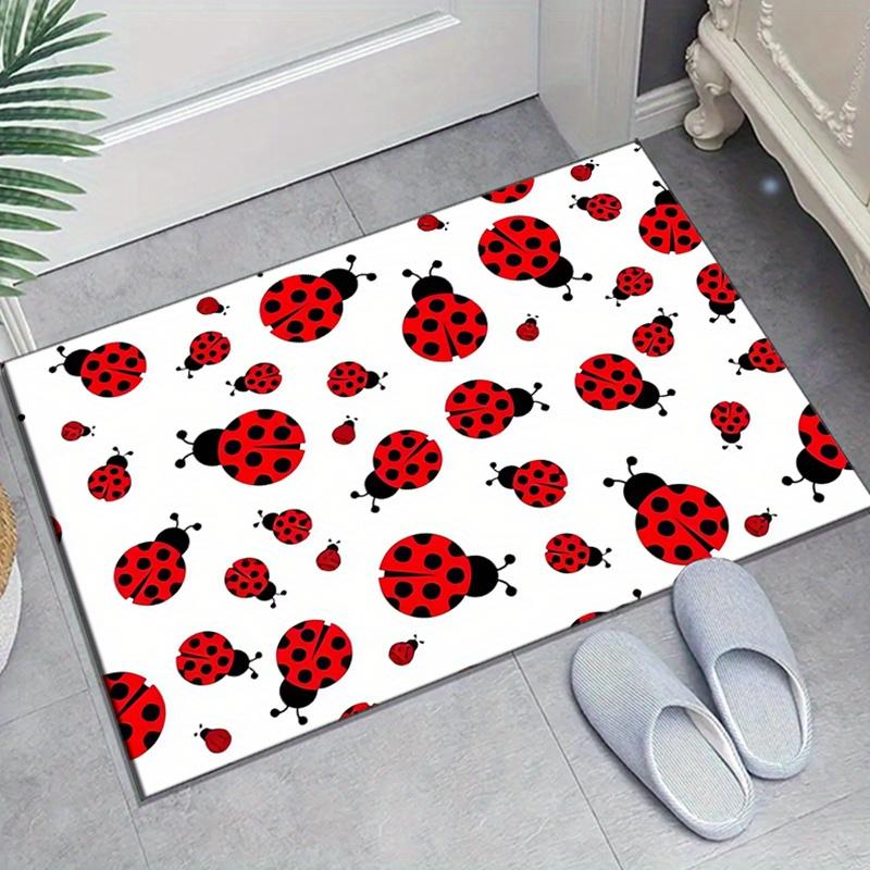 

Crystal Velvet Seven Spots Ladybug Print Area Carpet Bedroom Living Room Home Decorative Floor Mat Anti-Slip Mat 50x80cm