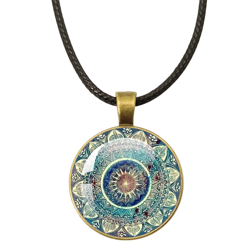 Tree of Life Rope Chain Glass Pendant Necklaces For Women Yoga Mandala Necklaces Gift Charm Beautiful Mandala Women Jewelry