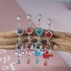 1Pcs Stainless Steel Cross-Border Hot-Selling Love Belly Button Ring 14G Tassel Pendant With Zirconia Belly Button Stud