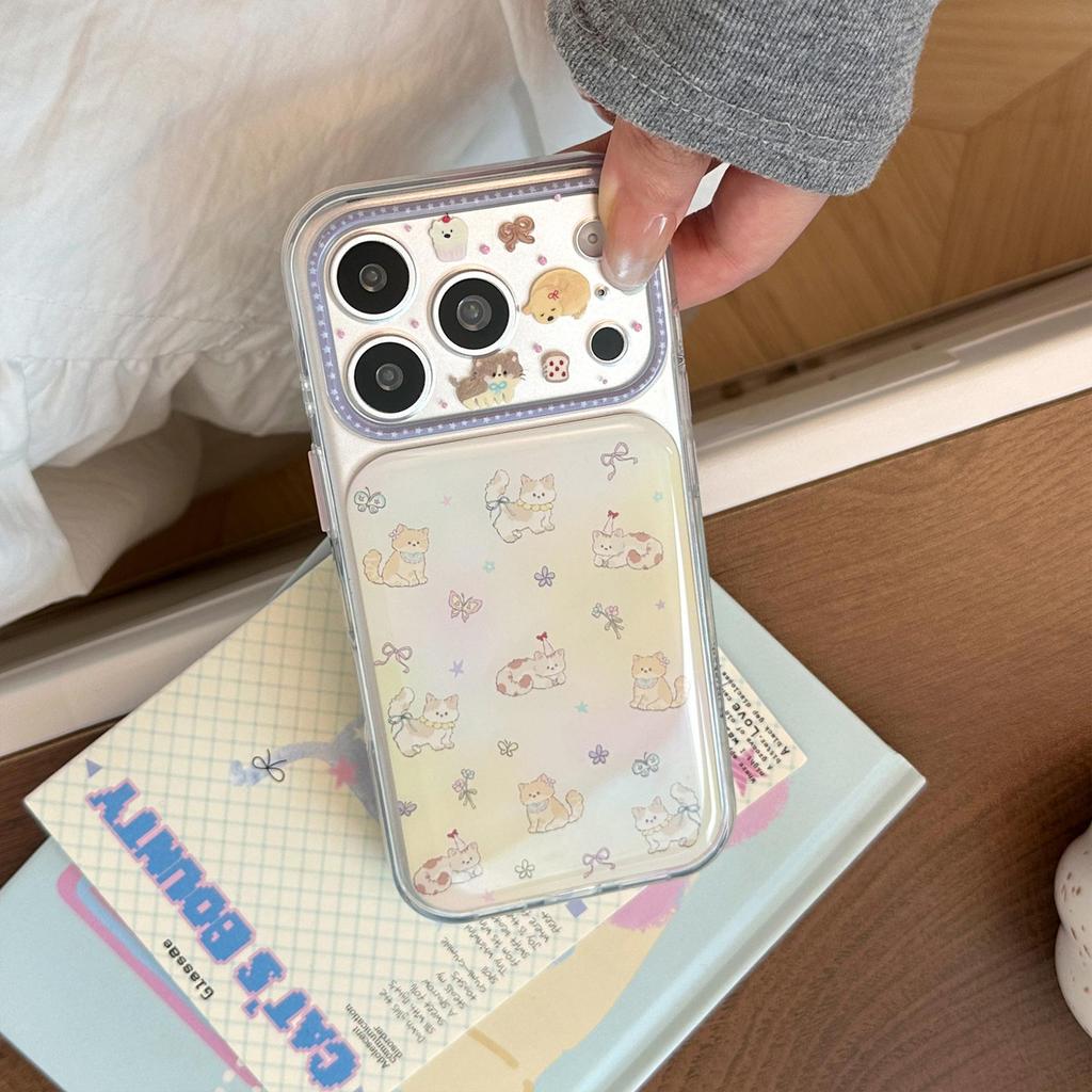 Cute cartoon kitten phone case, compatible with iPhone 16, iPhone 17, and iPhone 17 Pro Max
