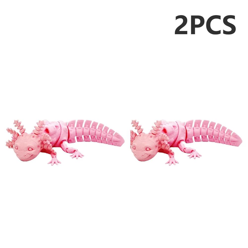 2pcs 3D Printed Axolotl Desk Toy Collectible Articulated Figurine Desk Toy Articulated Axolotl Stress Relief Home Desktop Decor