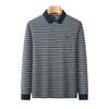 Men's Long Sleeve T-Shirt Striped Wrinkle-Resistant Autumn Business Trendy Lapel Collar Polo Shirt