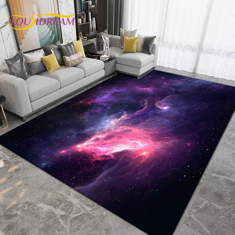 Galaxy Universe Space Stars Earth Area Rug Large,Carpet Rug for Living Room Bedroom Sofa Doormat Decoration,Non-slip Floor Mat