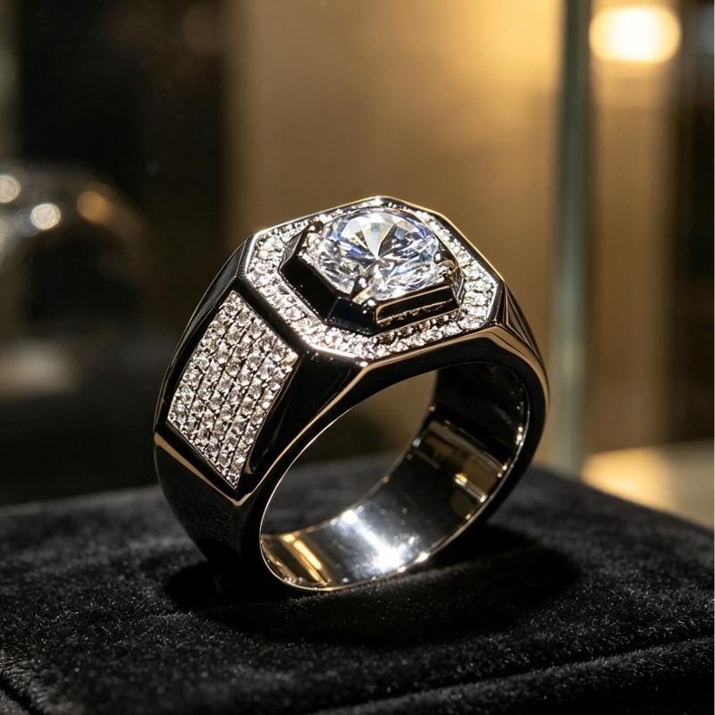 Fashionable trendy men’s zirconium ring men’s jewelry export-oriented hot seller cross-border ring wholesale.