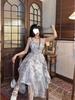 Misty Rain Gray Tie-Dye Off-Shoulder Dress & Summer Cardigan Two-Piece Set