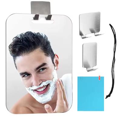 Acrylic Anti Fog Mirror Shower Shaving Fogless Mirror with Razor Holder Hook Shower Suction Removable Wall Hanging Makeup Mirror