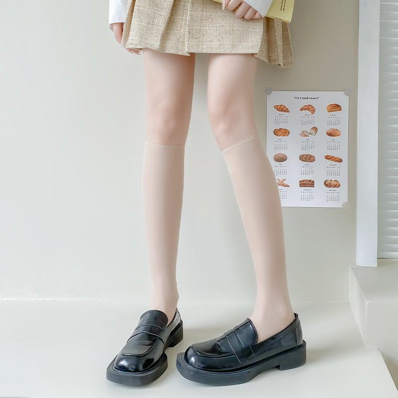 Ultra-Thin Summer Transparent Black Silk Calf Socks for Kids - Trendy, Slimming, and Versatile Style