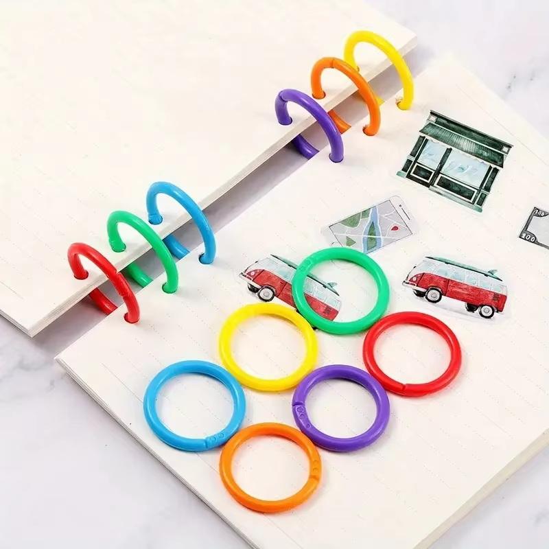 50 Stück 15 mm Bunte Plastik-Loseblattringe für DIY-Alben, Dokumentenbindung & Büroorganisation