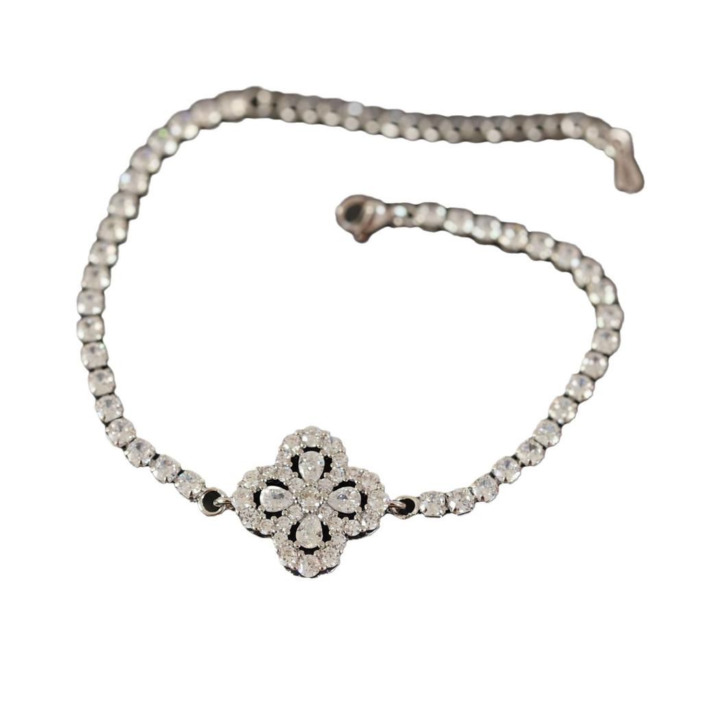 Bracelet Loop Four-Leaf Clover Bracelet Women'S Light Luxury Niche Full Of Diamond Snowflake Hand Jewelry Cold Wind High Sense