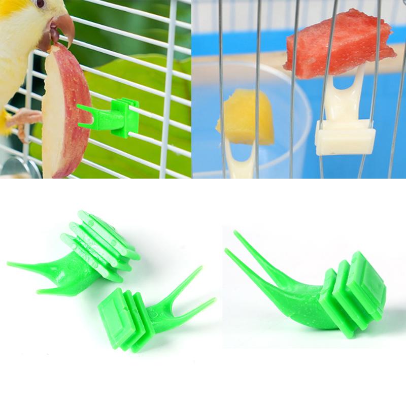 10Pcs Plastic Bird Food Holder for Parrots And Pets Fruit Forks Feeding Supplies Suitable for Cage Feeding Medium/Large Sizes