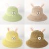 Cute Bunny Ear Knit Hat For Children Spring Autumn Outing Sun Hat Breathable Sweet Baby Basin Cap