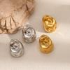 Stainless Steel Geometric Earrings For Women With Wrinkled Style For Fashion Casual Wear