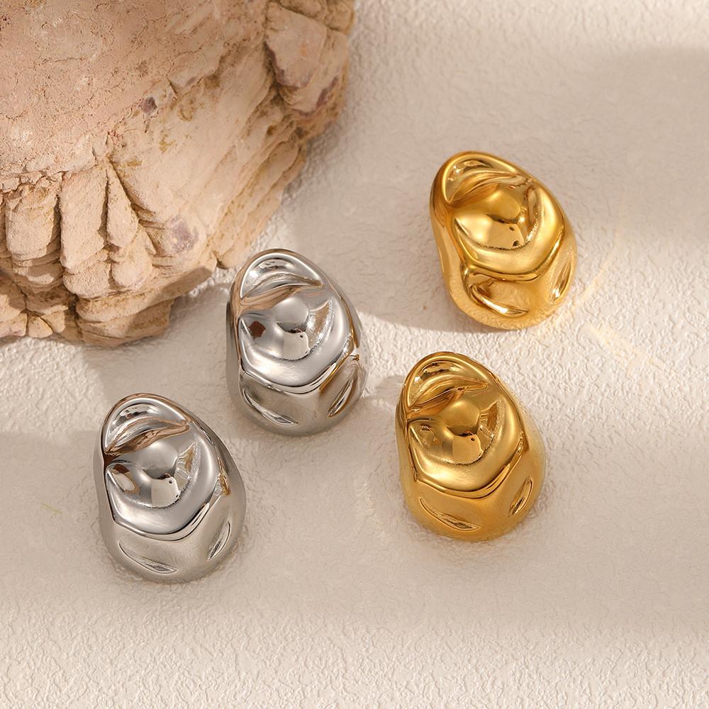 Stainless Steel Geometric Earrings For Women With Wrinkled Style For Fashion Casual Wear