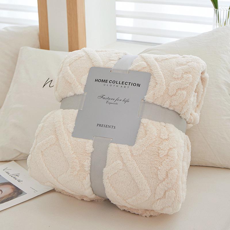 Jacquard Tuff Samtdecke - Korallenroter Samt Sofa, Büro, Haustier & Grenzüberschreitende Decke