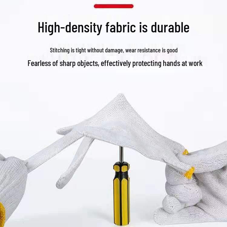 Ten-Needle Yellow Edge Wool Yarn Work Gloves for Auto Repair and Machinery Handling, 500g