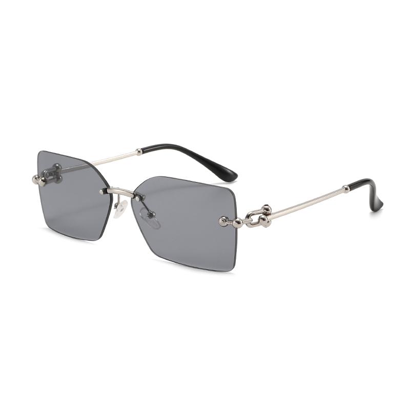New Square Metal Frameless Sunglasses for Men and Women Fashion Trendy Outdoor Sunscreen Sunshade Glasses