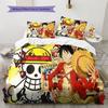 One Piece Monkey D Luffy Muster Bettwäsche Bettdecke Set Bettbezug Kissenbezug Zuhause Geburtstagsgeschenk(1 Bettbezug + 2 Kissenbezüge, ohne Füllung)