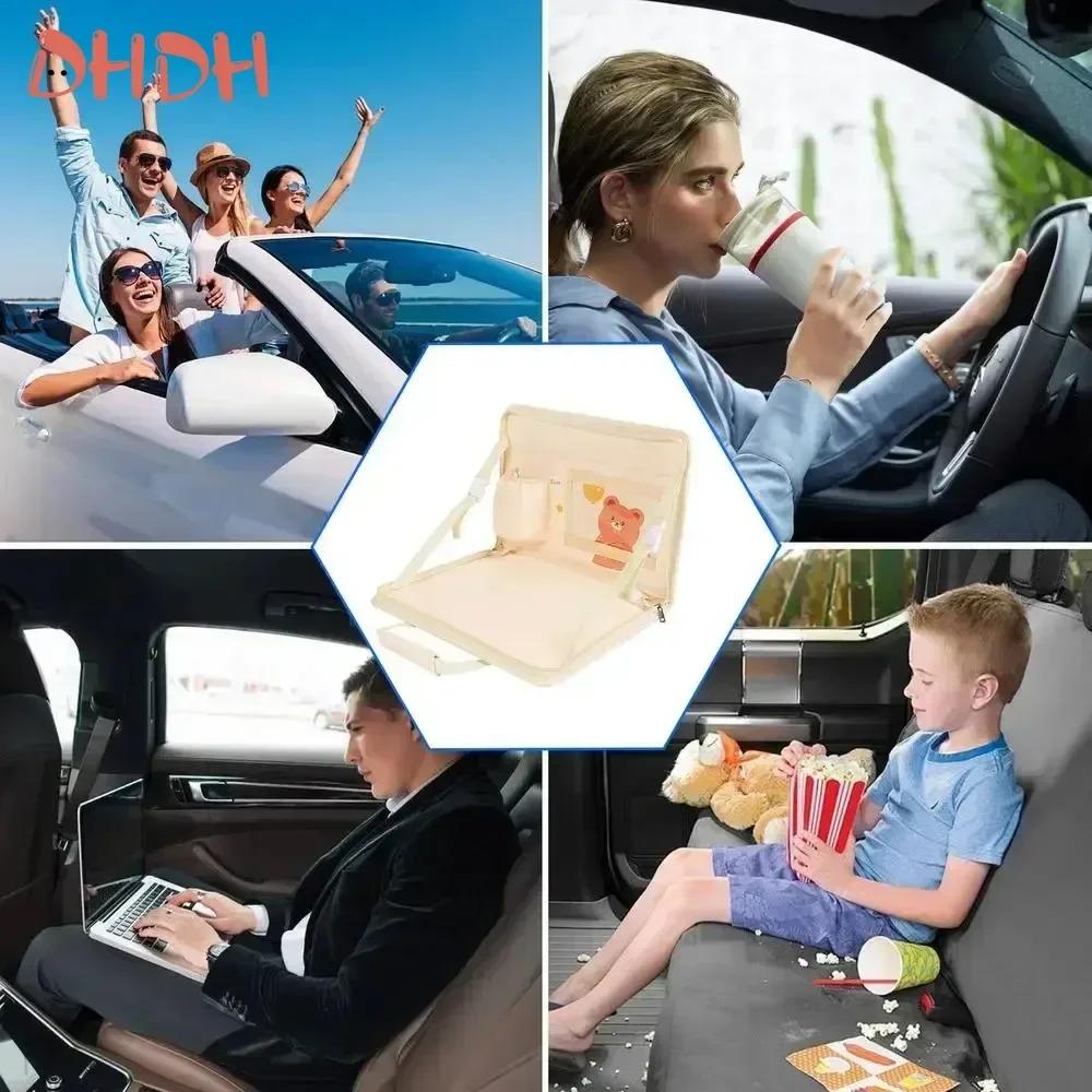 Multifunctional Car Work Table Folding Storage Bag Car Backseat Tray Table Steering Wheel Laptop Desk Car Organizer Food Trays