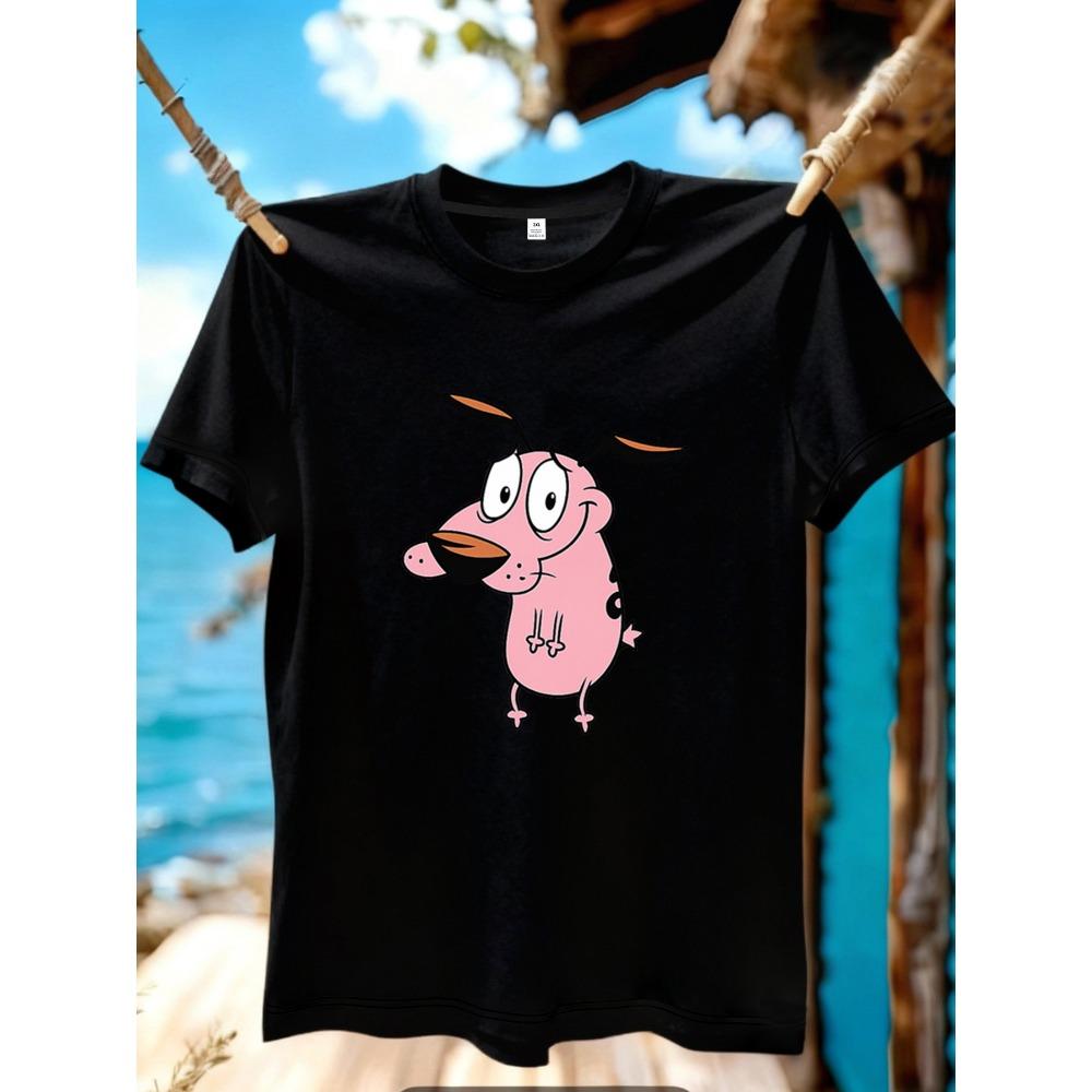 Cute Shy Puppy Cartoon Print Plus Size Women's T-Shirt Summer Casual Short Sleeve Top Fashionable Versatile Clothing