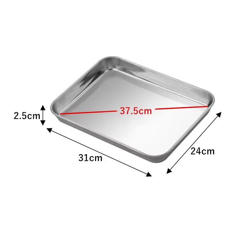 Stainless Steel Food Fruit Storage Trays Rectangle Cake Bread Dish Steamed Sausage Barbecue Pan Restaurant Kitchen Baking Plates