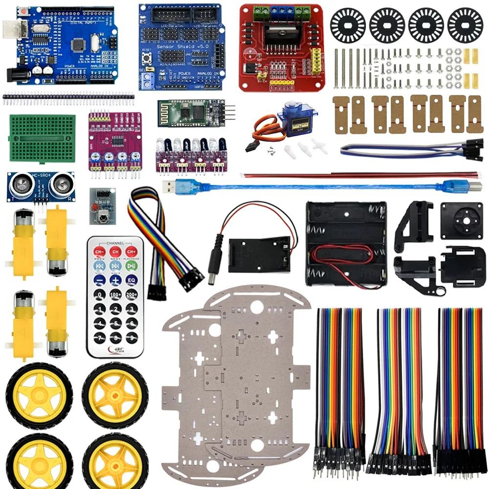 4WD Electronic Smart Car Kit for Arduino R3 Board with Speed Encoder And Battery Box DIY Robot Chassis Kit