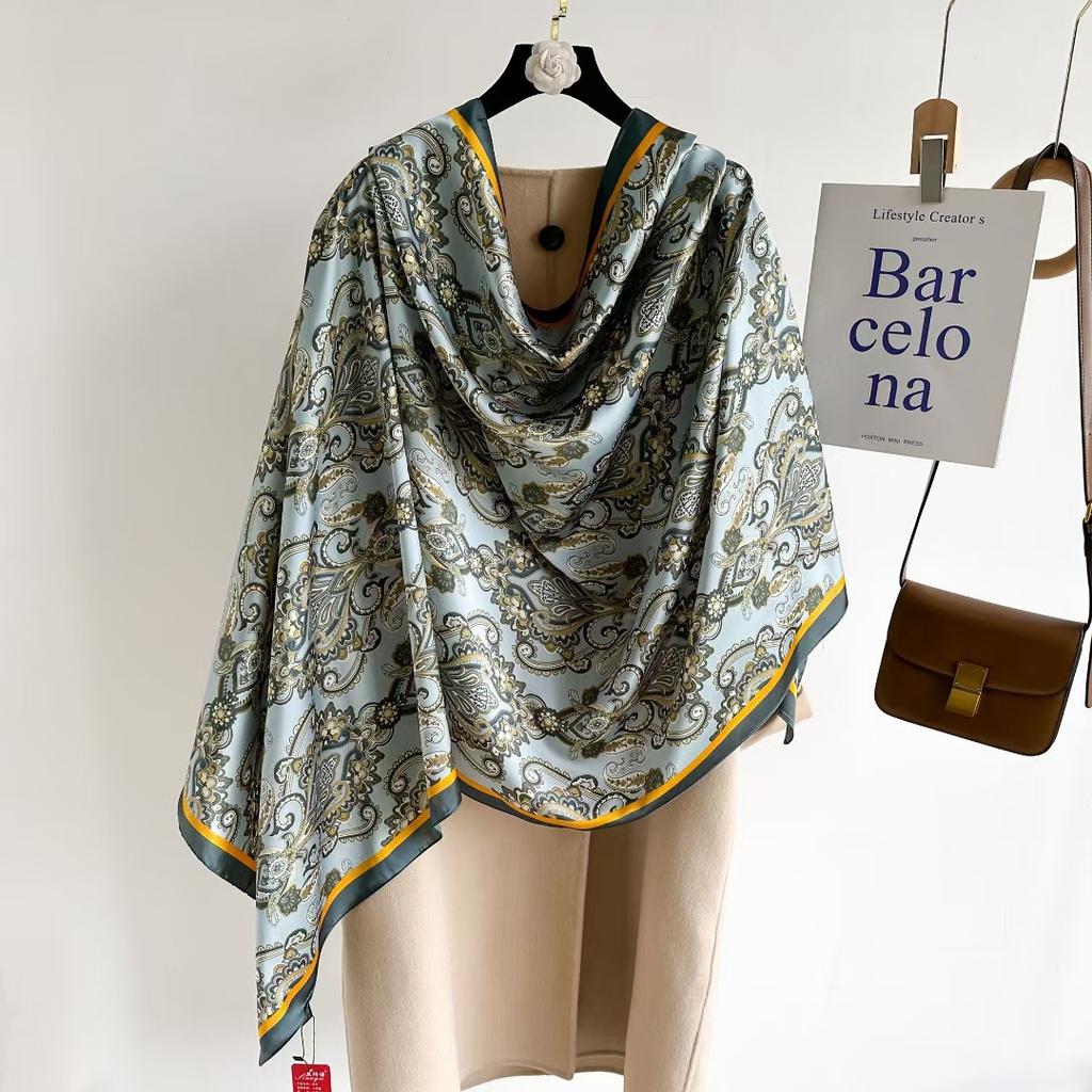 Hangzhou Silk Silk Scarf Autumn and Winter Shawl Two-purpose Thin Style Versatile Fashion New High-end High-end Exterior Matching