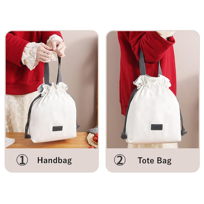 Bärbara Termiska Lunchväskor med Dragsko för Kvinnor Vattentät Picknickpåse Matisolerad Kylväska Behållare Väska för Kontoret Studenter