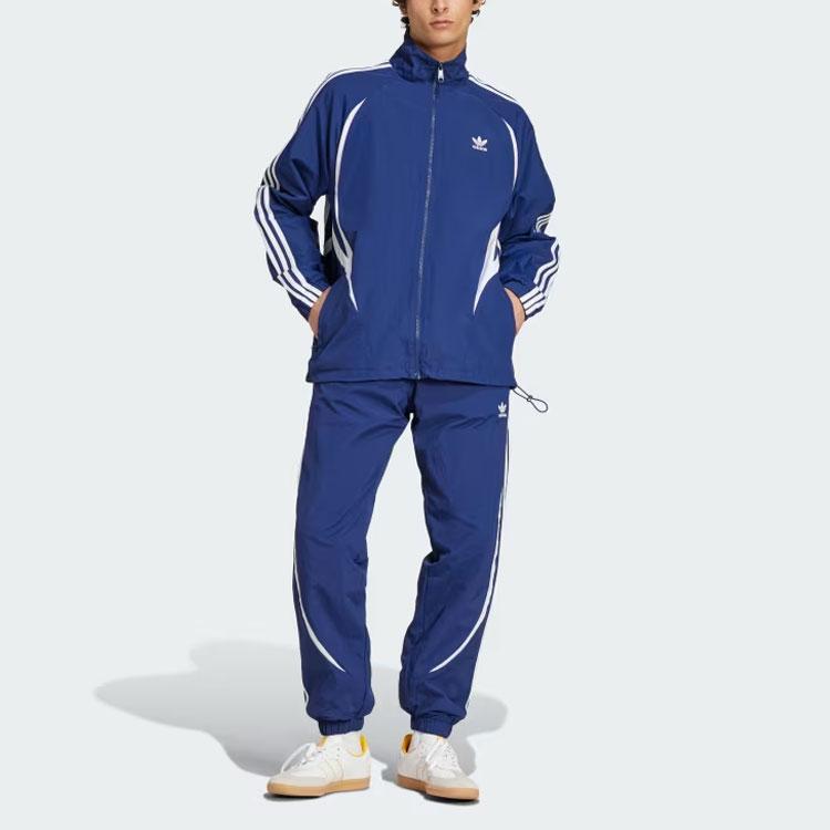 Adidas Originals Vintage Sports Jacket With Embroidered Logo And Color Block Stripes Men Jacket Blue IY2091