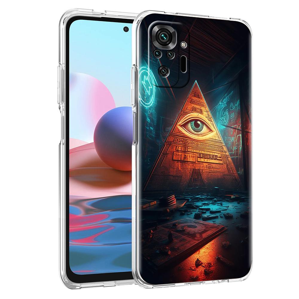 Pyramid Illuminati eye Transparent Phone Case for Redmi 13C 12C 10C Note 13 12 11 11T K40 Gaming Plus Pro 4G 5G Soft Cover Shell