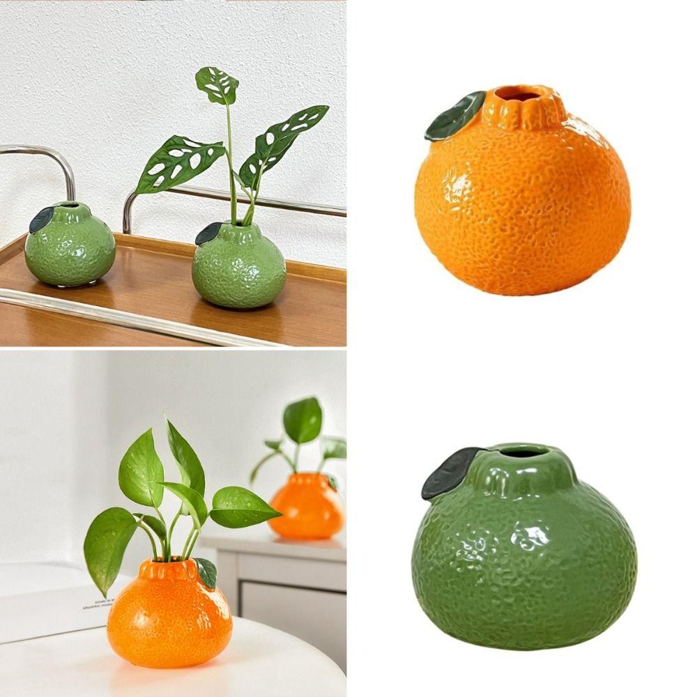 Neue Orange Form Hydroponik Vase Dekorativ Ins Stil Orange Vase Multifunktionale Keramik Pflanzentopf Heimdekoration