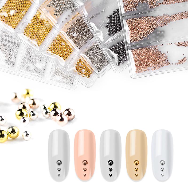 Smíšené 6 Velikost 0,8 mm Micro Nail Nerezová Dekorativní Nail Rose Gold a Silver Příslušenství na nehty