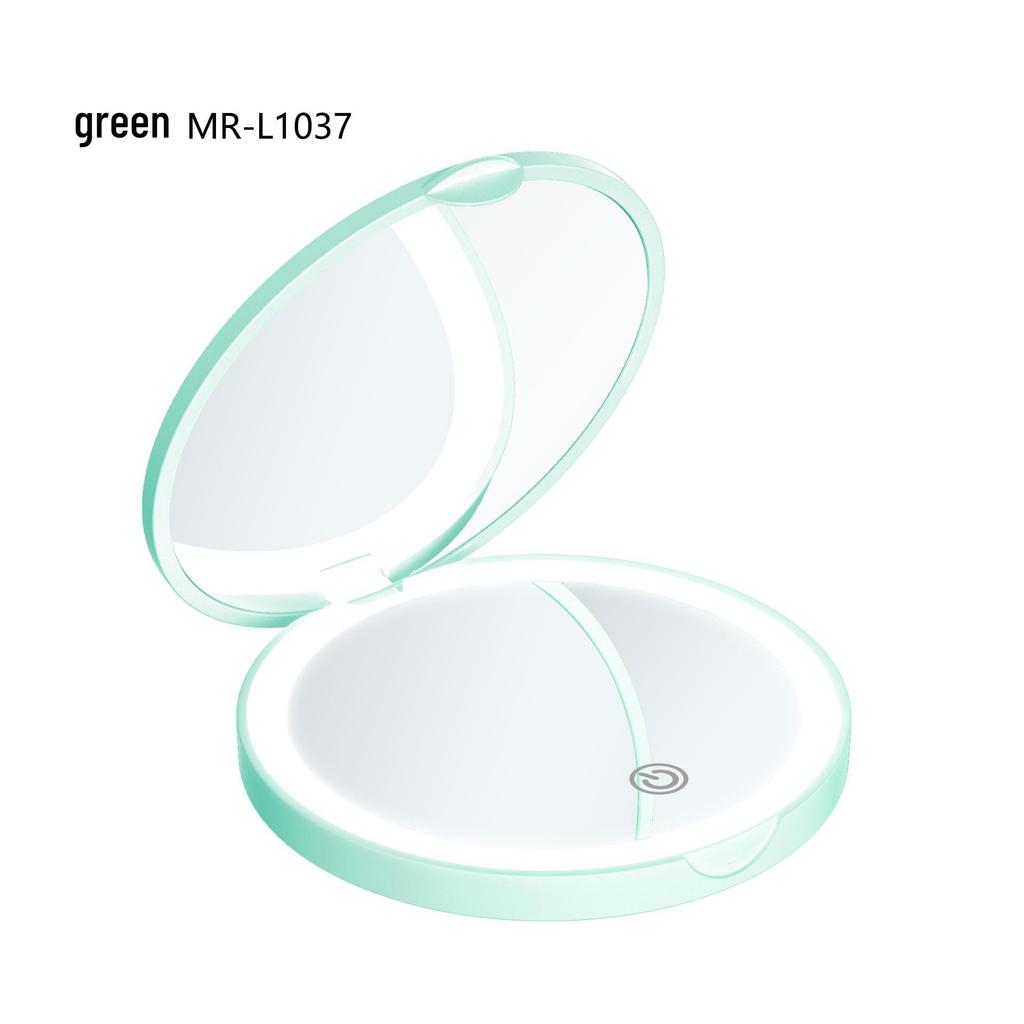 LED Lit Portable Double-Sided Makeup Mirror, 10x Magnification, Folding, with Living Room Fill Light