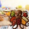 Octopus Shaped Serving Platter Beech Wood Cheese Fruit Display Tray Coastal Party Decoration For Entertaining Guests