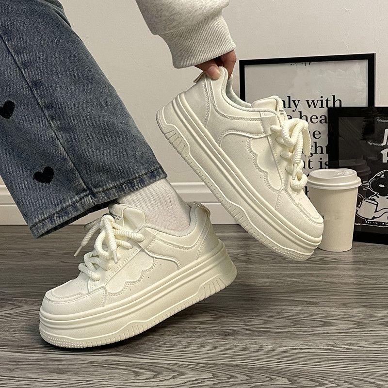 Primăvară/vară Pantofi sport vulcanizați casual cu șireturi, cu vârf rotund gros, mărime mare, pantofi noi confortabili, pantofi de damă la modă