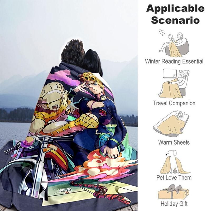 1pc Blanket JoJo's Bizarre Adventure3 Print Design, Lightweight Blanket for Sofa, Bed- Soft &Warm, Gift for All Seasons like Christmas, Halloween