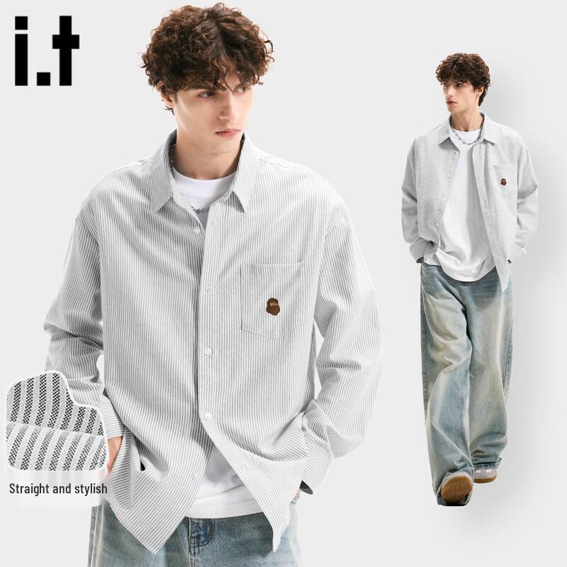 Fingercroxx Men s Retro Striped Oxford Casual Shirt XXL