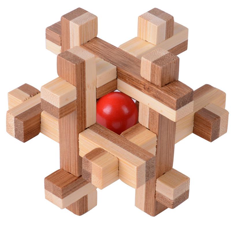 Beechwood Kongming Lock & Luban Puzzle Set for Kids - Wooden Mortise and Tenon Toy