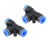 2Pcs 10mm T-type APE Plastic 3-Way Pneumatic Quick Connect Fittings, Push-in Air Hose Connector for Pneumatic Tools Air Tubing Connection