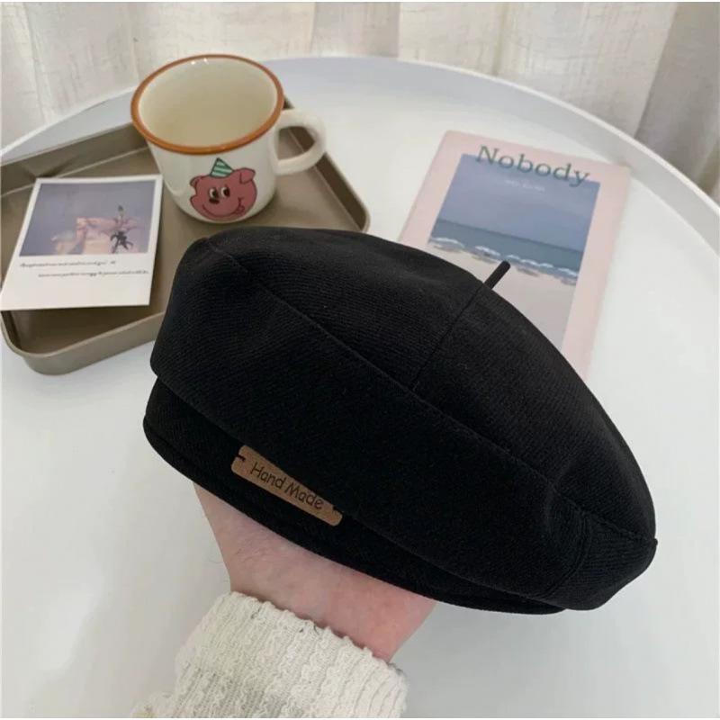 New Beret Children's Autumn Versatile Face Small Painter Hat Winter Warm Literary Retro Octagonal Hat