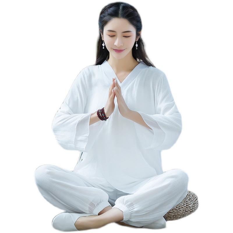 Women's Ethnic-Style Cotton Linen Zen Suit - Perfect for Tea Ceremony, Tai Chi, or Yoga