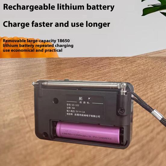 Tragbares Radio Robuste Konstruktion Einfach zu bedienen Kompaktes Design Klein Batteriebetrieben Wiederaufladbar