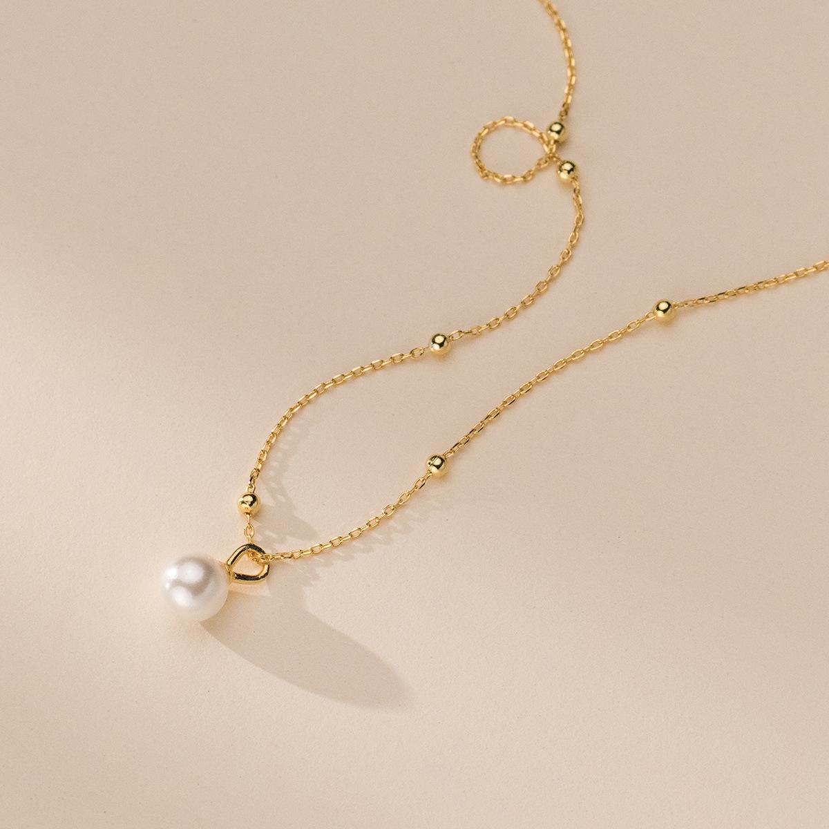 

Natural freshwater pearl spacer light bead necklace design neck jewelry wholesale золотий